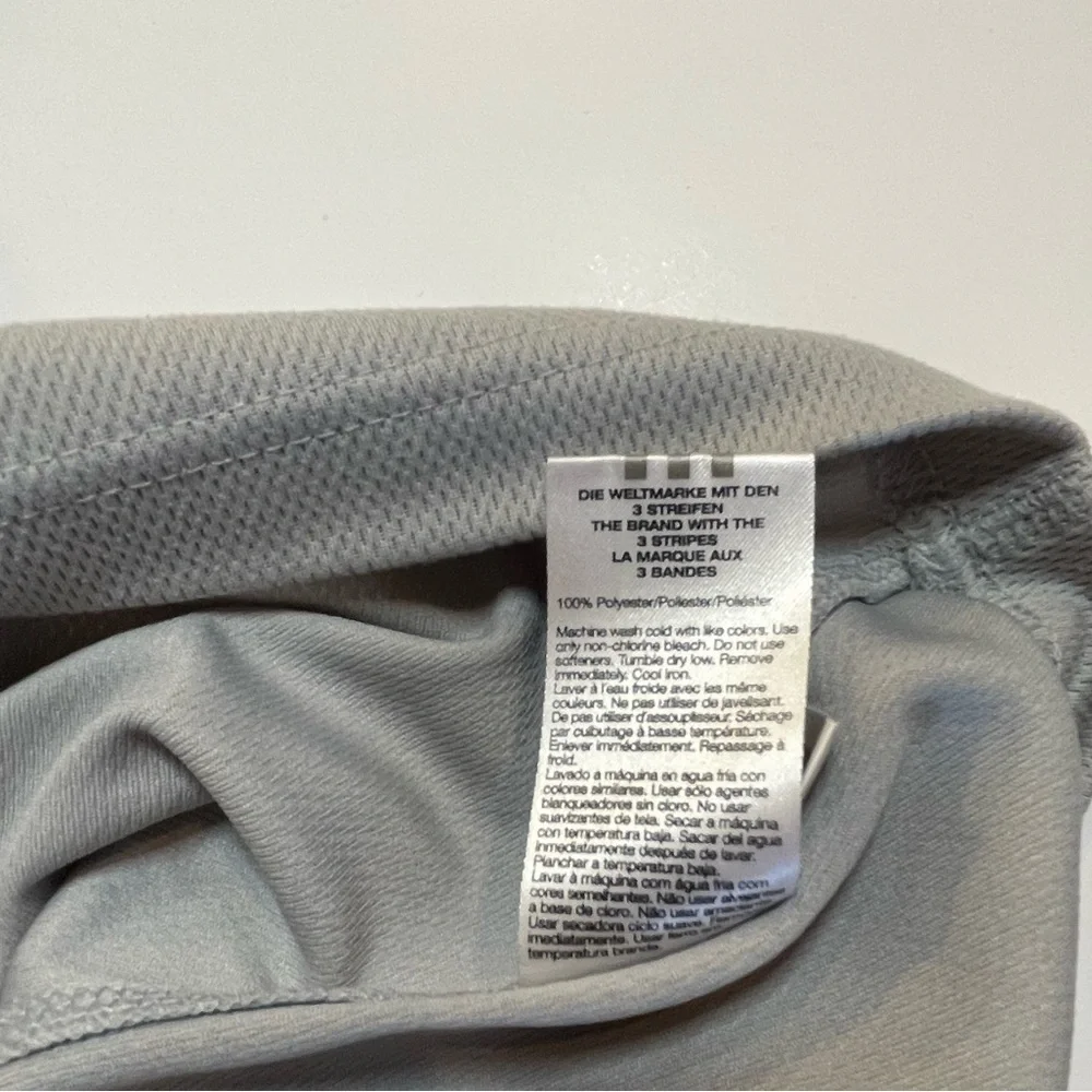 adidas Light Gray Short-Sleeve Quarter-Zip with Black Shoulder Stripes